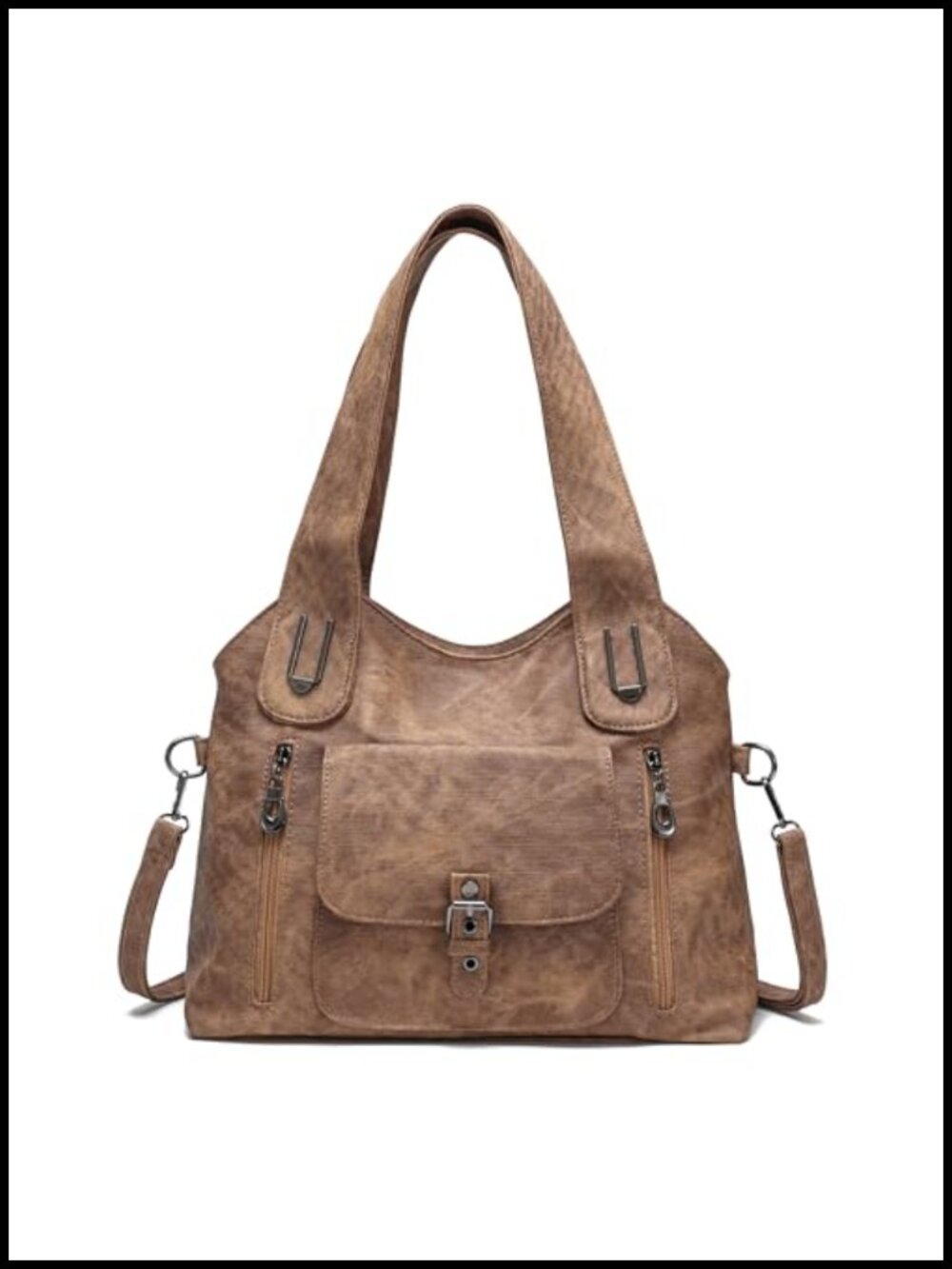 Vintage Studded Faux Leather Crossbody Bag Convertible Shoulder Tote Purse